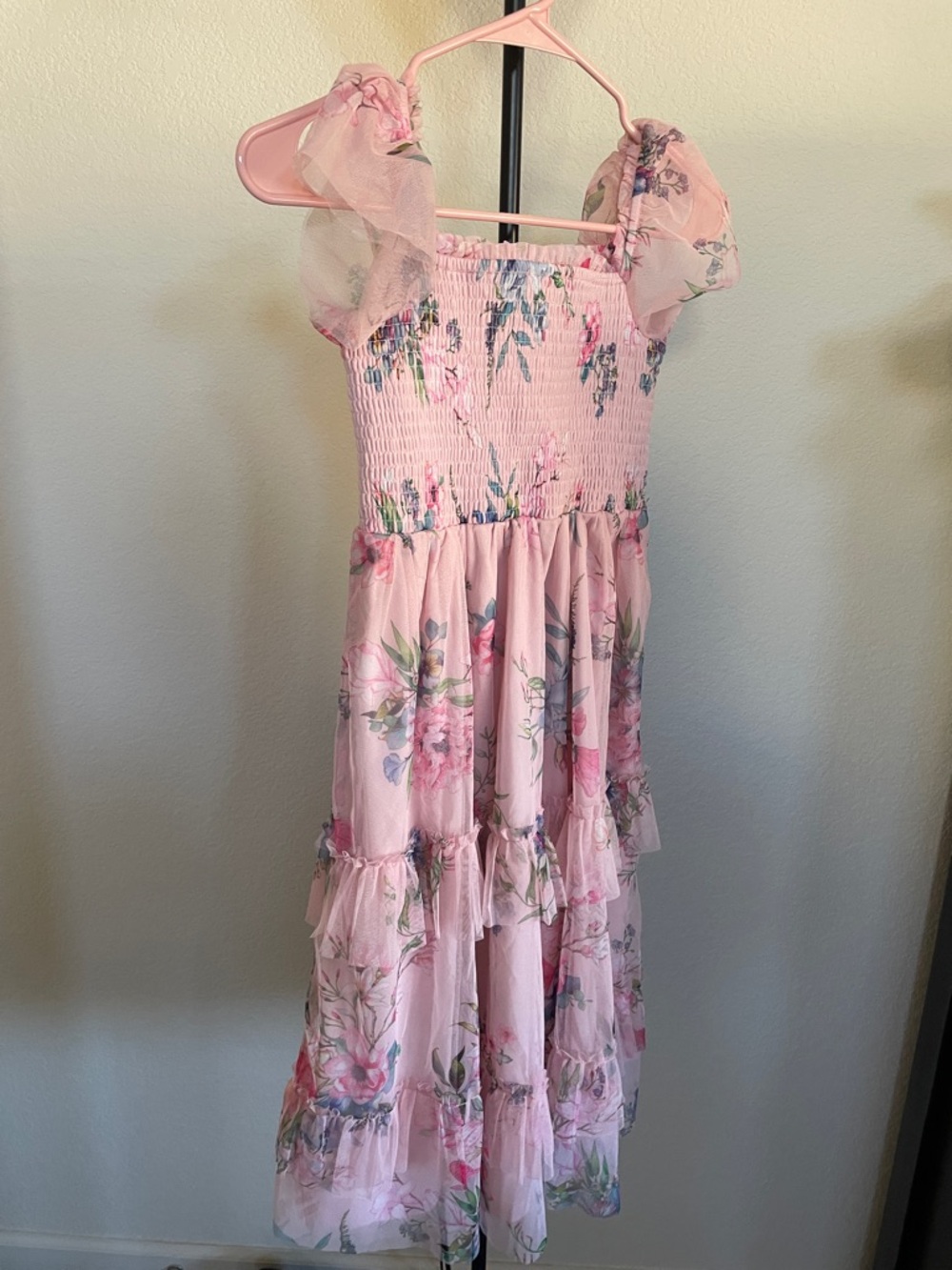 New Pink Floral Tiered Girls' Dress little girl 10-12